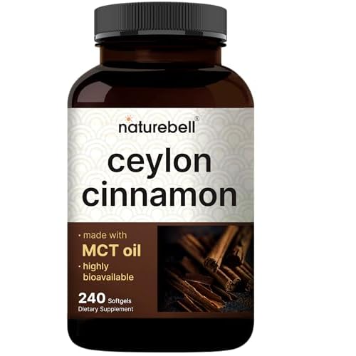 NatureBell Ceylon Cinnamon, 240 Softgels – Ceylon Cinnamon Extract – Made with MCT Oil – Non-GMO, cGMP Manufactured