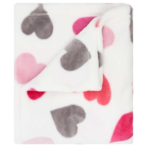 Image of Flannel Toddler Blanket - 50 inchx40 inch Soft Kids Throw for Boys & Girls - Perfect for Naptime, Travel & Bedding (Plush Heart)