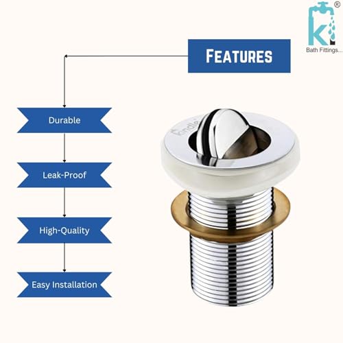 Image of KI Stainless Steel Waste Coupling Stopper with Brass Fittings (Full Thread) for Wash Basin - Durable and Leak-Proof Sink Drain Stopper (3-inch)