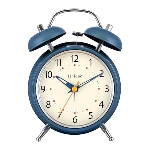 Loud Alarm Clock for Heavy Sleepers Adults, Metal 4 Inches Twin Bell Battery Operated Alarm Clocks for Bedrooms Decoration