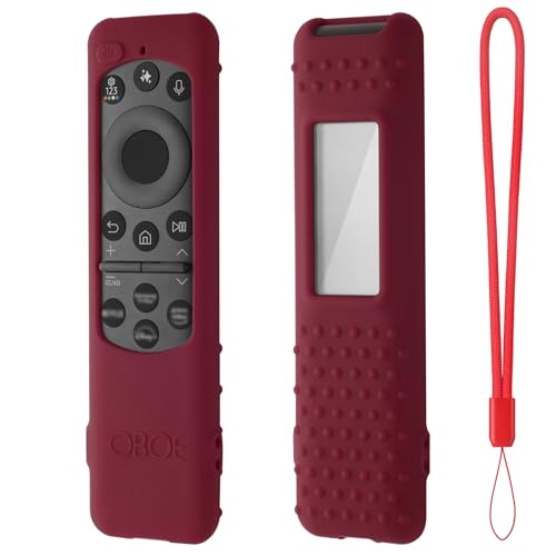 Image of Oboe Silicone Tv Remote Cover Compatible with Samsung Smart Tv Remote 2025 Model TM2360 E Half Wrap Protective Case with Lanyard (K-Wine Red) [Remote NOT Included]