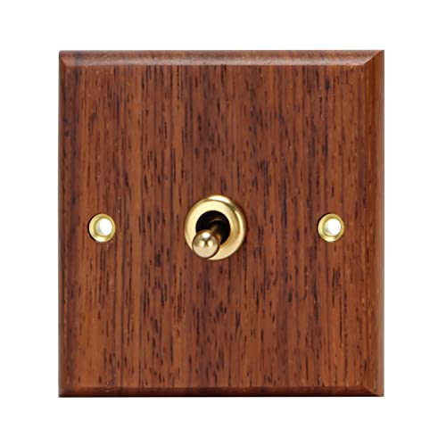 Giilayky 86 Type Interrupteur de Panneau en Bois Applique Murale R¨¦Tro Interrupteur ¨¤ Bascule en Laiton Interrupteur ¨¦Lectrique ¨¤ Grain de Bois Prise 1- Interrupteur
