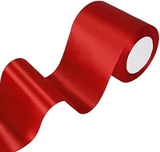 100mm Wide Thick Red Ribbon for Large Car Bows, 72 Feet Satin Ribbon Red for Crafting Gift Wrapping Wedding Party Ceremony Decoration