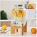 Welkren Dispensador de jarras para Nevera con grifos, dispensador de Agua con Tapa y Soporte de Madera de Haya para Bebidas frías o Calientes, Agua Helada para Fiestas(Size:8L)