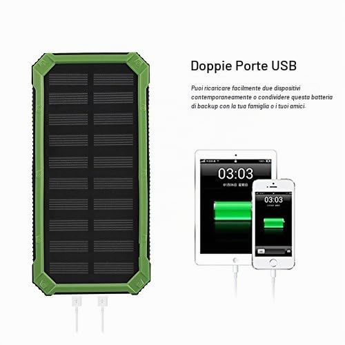 Ausla Banca di energia solare portatile ricarica veloce doppio USB Polar Mobile Power Bank caso fai da te Kit Verde