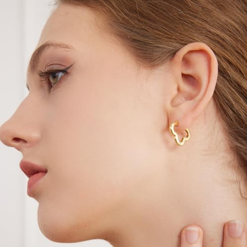 Image of BISAER Silver Huggie Hoop Earrings for Women, 925 Sterling Silver Post Star Small Hoop Earrings Hypoallergenic Lightweight Everyday Jewelry Gift Cute