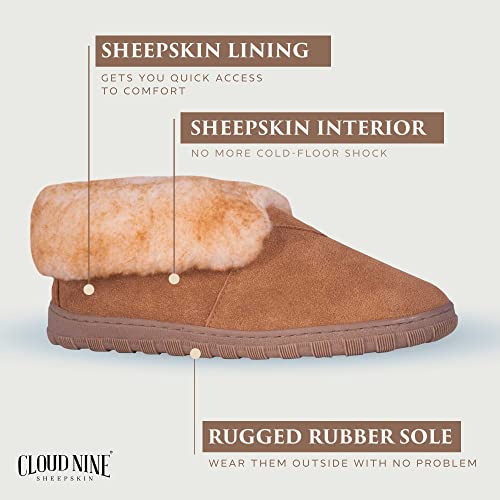 Cloud Nine Sheepskin Men’s Bootie Slippers - Indoor & Outdoor Ankle Boot Shoe - Sheepskin House Boot Slippers #TOP2