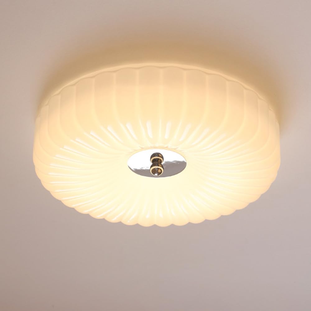 Szklana Sufitowa, Nowoczesna Sufitowa, Półpłaska, Okrągła Sufitowa Led, Sufitowa Do Sypialni, Salonu, Jadalni, Przedpokoju/3 Tryby Kolorów/40 Cm