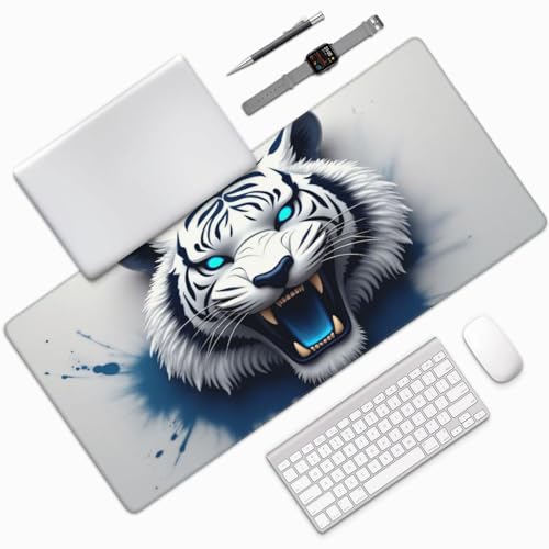 Tapis de souris de jeu haute précision tigre bleu aux bords cousus