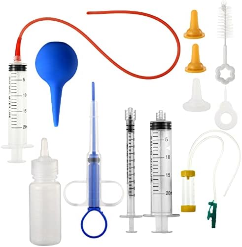 Zubebe 15 Pcs Pet Nursing Kit with Puppy Whelping Feeding Tube Pet Feeding Bottle Nipples Dog Nursing Syringes Pet Pill Shooter Dispenser 10 ml 15 ml Feeding Tool, Etc. for Kitten Puppy Animals