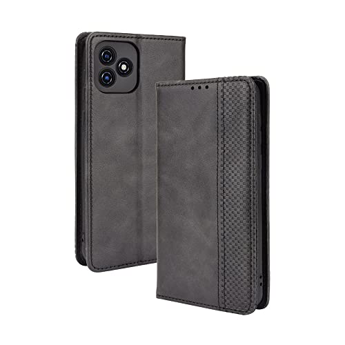 PEIYE Funda para Blackview OSCAL C20 / OSCAL C20 Pro, Cover de Cuero PU con Cáscara de TPU, Ranura para Tarjeta, Soporte Plegable, Cierre Magnético, Case Tapa Libro -Negro