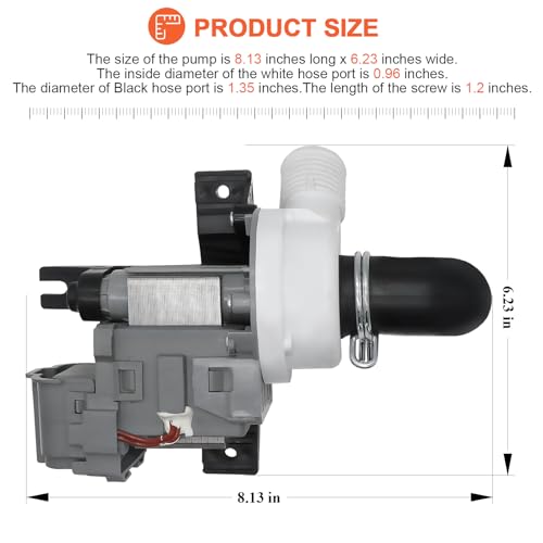 image for 2025 UPGRADED W10536347 W10155921 W10049390 Washer Drain Pump with 3 M