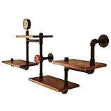 MYANYAN- Estante de Pared Industrial Organizador de Almacenamiento de Tubos de Hierro Rústico con Estantes de Madera Estante Flotante Decorativo para Sala de Estar, Dormitorio y Cocina