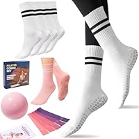 Algopix Similar Product 17 - 2 Pairs White Pilates Socks and 9 PSC