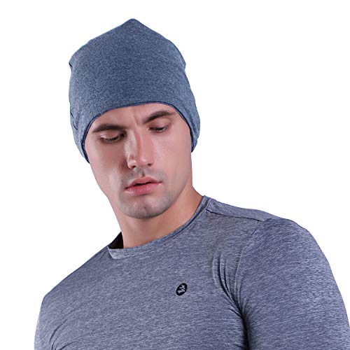 Empirelion 9" Multifunctional Lightweight Beanies Hats, Running Skull Cap Helmet Liner Sleep Caps For Men Women (Steel Blue Mel., 1) #TOP1