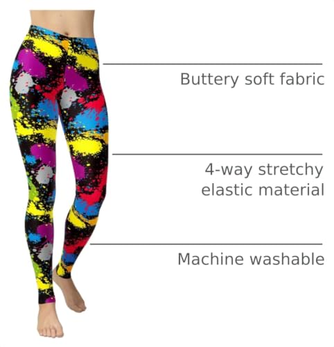 Image of sissycos Women's 80s Leggings Neon Artistic Splash Printed Pants