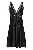 SchÃnes Negligee mit mit V Ausschnitt, schÃn und elegant.;Sexy, leichtes und bequemes Seidenkleid ist aus angenehmer und hochwertiger Satin Textilie hergestellt. Der Stoff fÃ¼hlt sich sehr glatt und angenehm auf der Haut an.;Das Negligee erscheint im femininen Look. Die einstellbare SpaghettitrÃ¤ger sorgen fÃ¼r idealen Halt. Sie kÃnnen die LÃ¤nge nach eigener KÃrpergrÃÃŸe selbst einstellen.;Cups mit Blumen Spitze Stickerei, sind aber nicht durchsichtig.;Bitte beachten Sie die GrÃÃŸentabelle in der Beschreibung fÃ¼r eine genaue Passform.
