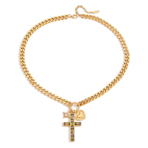 Collier pendentif croix en zircon, symbole de force et de sérénité