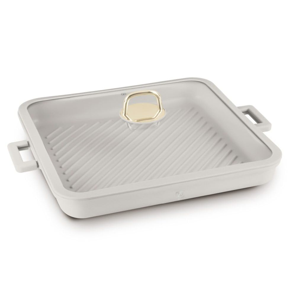 Berlinger Haus Bistecchiera con coperchio, rivestimento in titanio, 34 cm, collezione Sahara, antiaderente e alluminio pressofuso, adatta a induzione, manici resistenti al calore