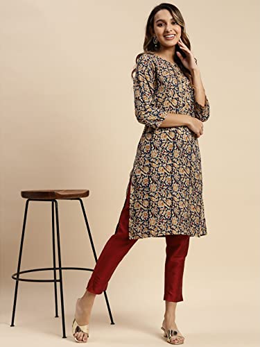 Image of rangita Women Rayon Regular Fit Knee Length Printed Straight Kurti | Kurta