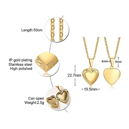 Women Girls Locket Necklace 18K Gold Photo Lockets Statement Gift Heart Locket Necklace #TOP6