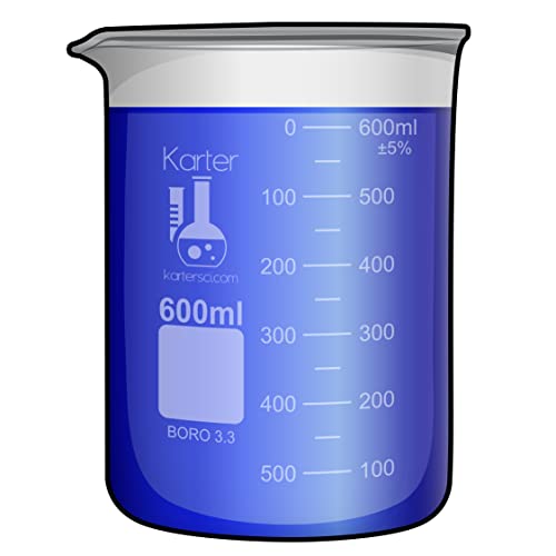 Image of 600ml Beaker, Low Form, Borosilicate 3.3 Glass, Double Scale, Karter Scientific 232T4 (Single)
