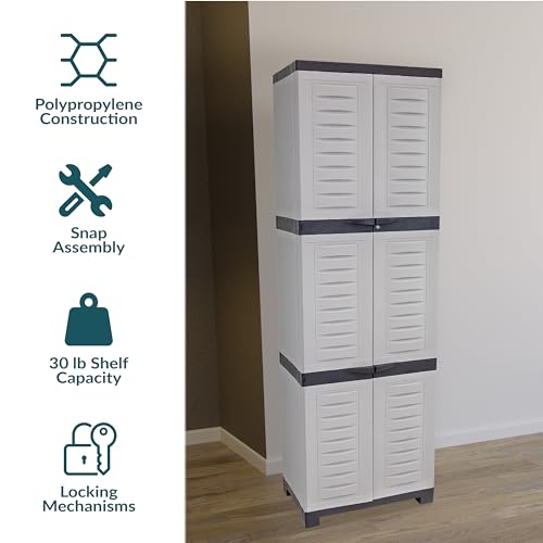 Image of Sunnydaze 72 inch Garage Storage Cabinet with Locking Doors & Shelves, Gray