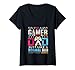 Damen Gamer Dad Shirt Lustiges Videospiel-Liebhaber Spiel Spieler Papa T-Shirt mit V-Ausschnitt