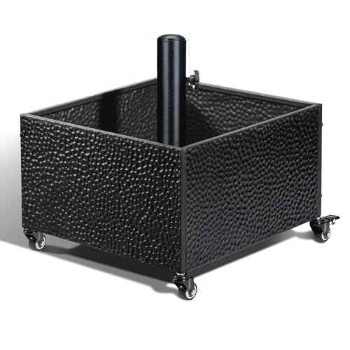 SUNNYPARK Heavy-Duty Metal Umbrella Base Stand with Wheels, 150lb Capacity Portable Fillable Planter for Patio, Outdoor, Garden, Poolside, Yard & Lawn