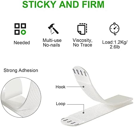 TSHAOUN 36-Pairs (72 Strips) Adhesive Picture Hanging Strips, 12L +12M +12S Double Side Hook Loop Mounting Tapes, Damage Free Removable Wall Fastener Tape For Glass Metal Frames Mirrors (72 Pieces)