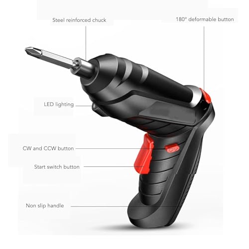 Image of 47 Pcs Electric Screwdriver Set | Cordless Rechargeable 4.2V 3.2Nm Screwdriver with LED Light USB Charging Rotation Function & Portable Case for Home DIY Repair