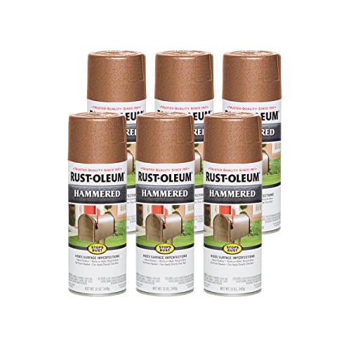 Image of Rust-Oleum Stops Rust Hammered Spray Paint, Copper | Rust Resistant, Indoor and Outdoor, Beautiful Finish on Metal, Wood and More, Sprays from Any Angle, 6 Pack