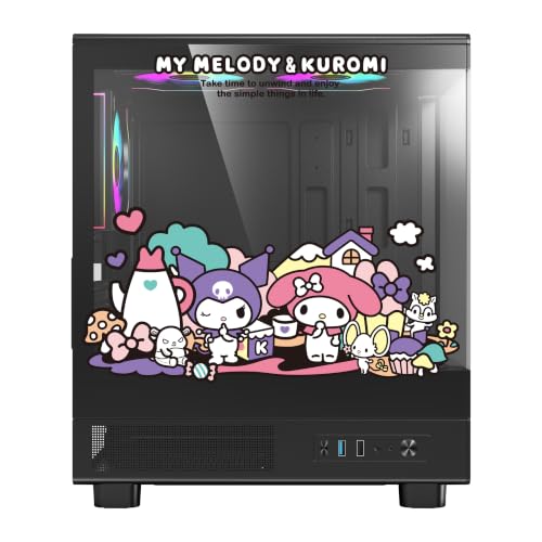Gabinete PC darkFlash DB330M Sanrio Kuromi M-ATX, 5 ventiladores ARGB, vidrio panorámico 270°, negro miniatura 2