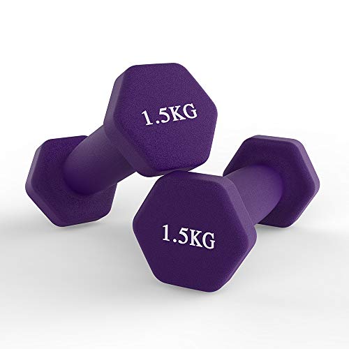Lot de 2 haltères en néoprène - Violet - 1,5 kg Cover