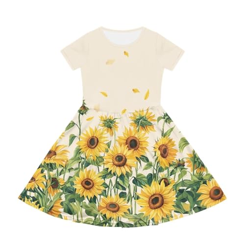Image of Short Sleeve Dress for Girls with Pockets Cute Toddler Girl Clothes Summer 2-12