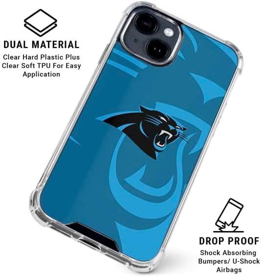 Skinit Clear Phone Case Compatible with iPhone 15 - Officially Licensed NFL Carolina Panthers Double Vision Design