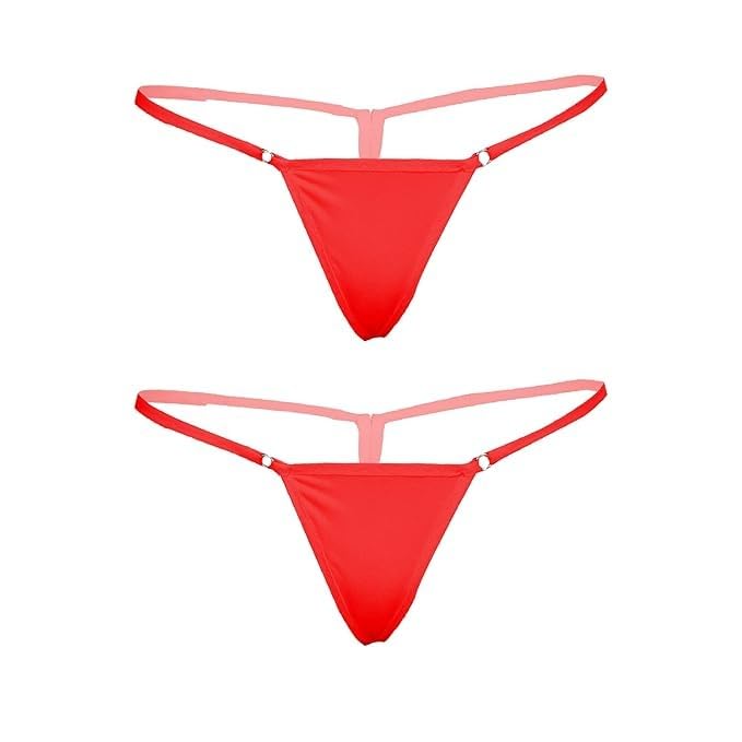 xenza Women G-String Panty Thong Brief Underwear, Red, 3 Pcs-picture-27
