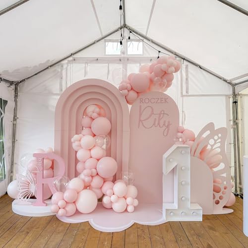 Image of Pink and White Balloons Arch Kit,130pcs Light Pink Balloons Different Sizes White Latex Balloons for Wedding,Baby Shower,Gender Reveal,Birthday,Valentine's Day Decorations
