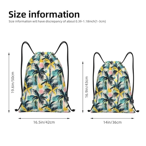 Drawstring Backpack - Hawaii Plant Silhouette Print Sports Gym Sackpack String Bag For Women Men, Lightweight Draw String Back Bag For Workout Travel2