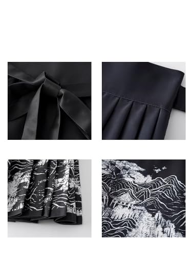 Jupe courte style chinois Han Elements plissée trapèze à lacets - 5
