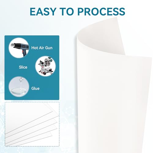 Image of 5 Pack White Plastic Sheets 8x12x0.04in Flexible High Tensile Plastic Sheets Hard Plastic Panel for DIY Materials Handicrafts Home Decoration