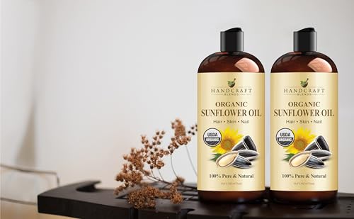 Image of Handcraft Blends USDA Organic Sunflower Oil - Cold-Pressed 16 Fl Oz - 100% Pure and Natural - Premium Grade Carrier Oil for Skin and Hair - Hair and Body - Massage - Hexane-Free