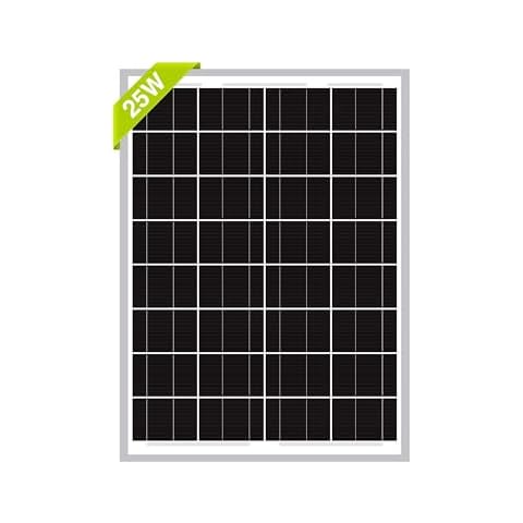 Newpowa 25W Monocrystalline Solar Panel 12V 25 Watt Mono Solar Panel Module for RV Marine Boat Off Grid (25W Rigid) Cover