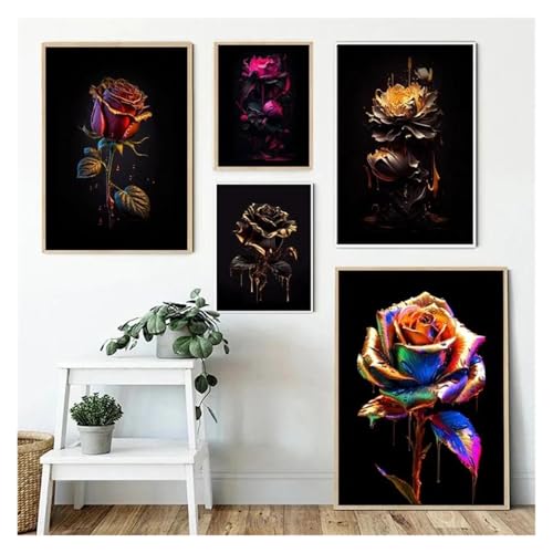 Tableau d'art mural pour décoration de salon, affiche rose 50x70
