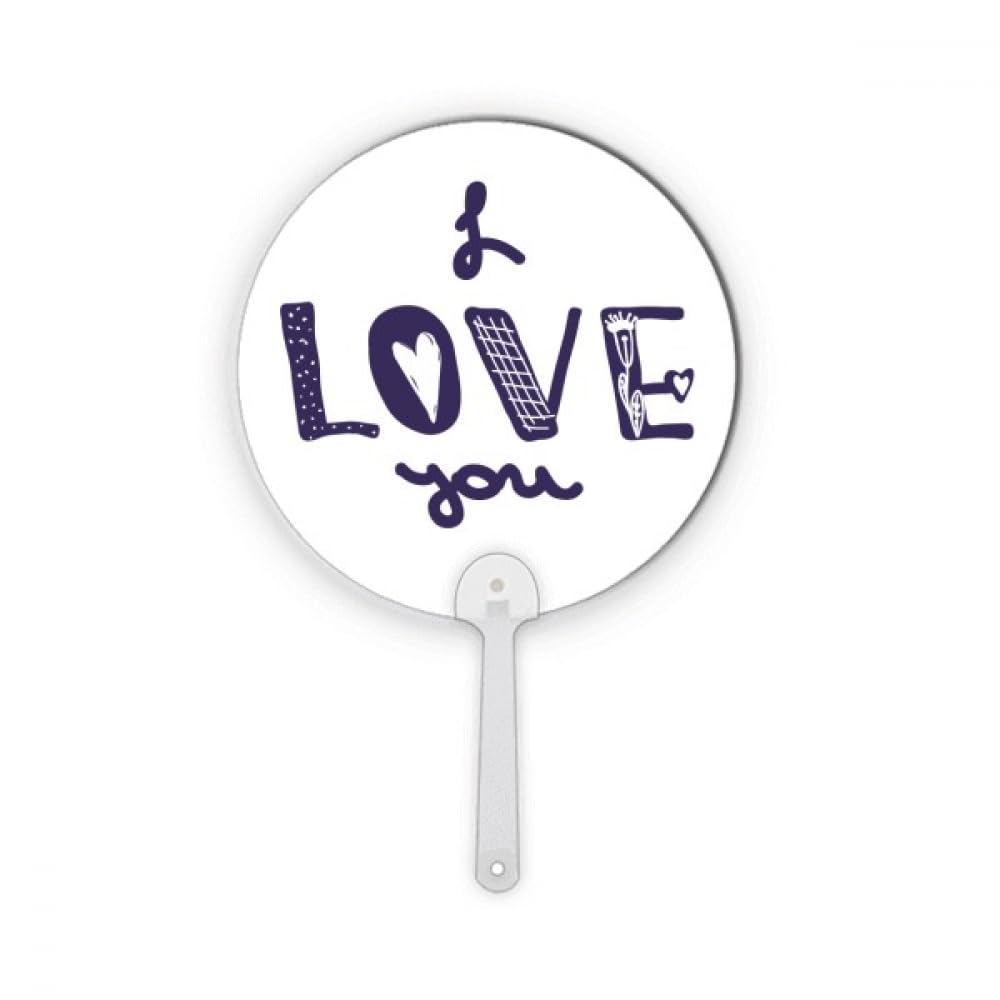 Éventail rond No/no I Love You plastique citation manuscrite fraîcheur