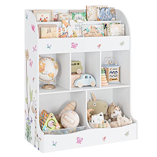 Botlog Kids Bookshelf, Toy Storage Cubby For Kids, Toy Storage Organizer With Bookcase For Kids Bedroom, Playroom, White #TOP4