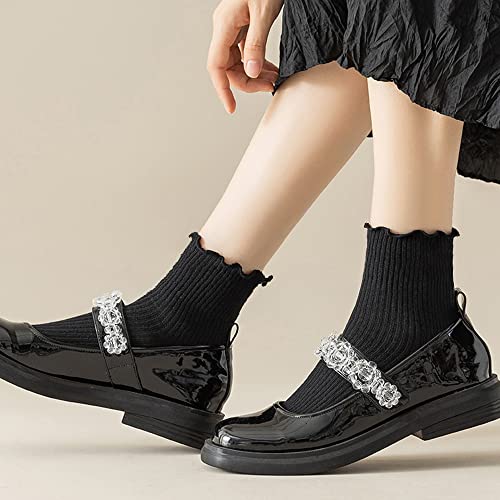 image for Mcool Mary Women's Ankle Socks, Ruffle Turn-Cuff Casual Cute Summer Co