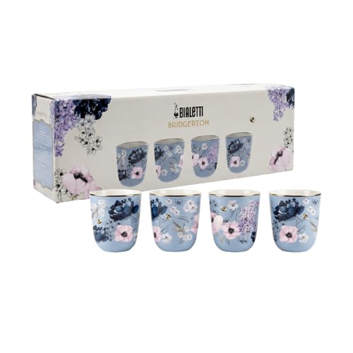 Bialetti - Bridgerton Ensemble de 4 petits gobelets, 80 ml (2.7 oz), Porcelaine