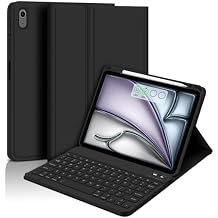 Bettdow Keyboard Case for iPad Air 11 inch 2025 M3/2024 M2,iPad Air 5th/4th Gen 10.9 inch-Magnetic Detachable Bluetooth Keyboard Case with Pencil Holder,Flip Stand Cover for iPad 11"/10.9"-Black