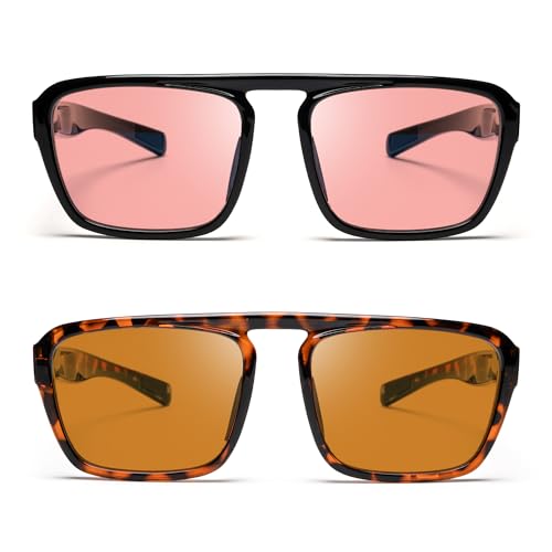 Image of Fluorescent-41 Pink Tinted Blue Light Blocking Glasses for Migraine, Light Sensitivity, Photophobia JF5002